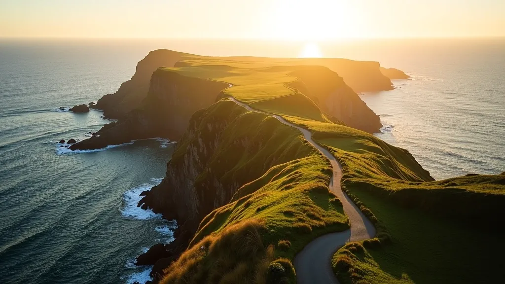 Beautiful aerial view of the Ballycotton coastal walking trail